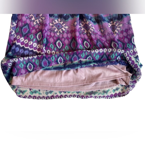 Anthropologie Adiva Purple Boho Pattern Halter Style Top Front Tie Lined Medium. - Picture 6 of 10